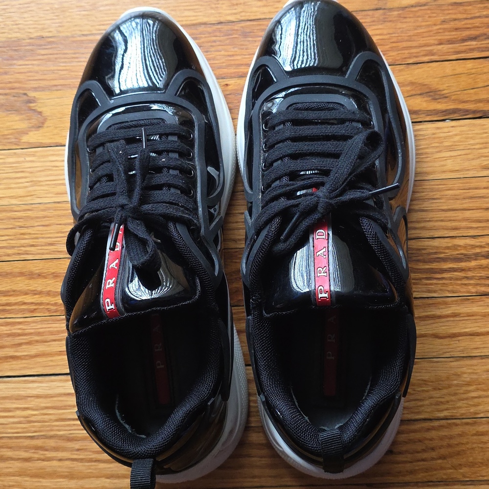 Prada Cup Men's Black and White Sneakers - Picture 5 of 7